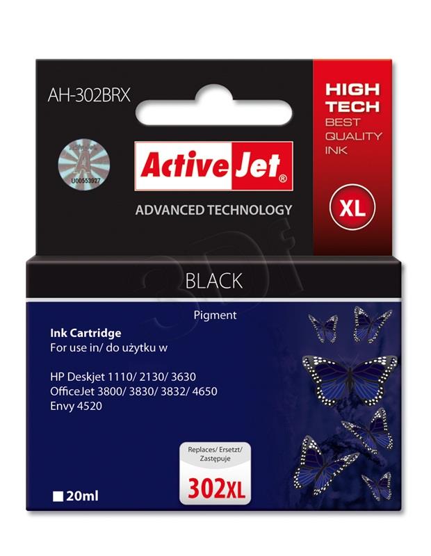 Activejet ink for Hewlett Packard No.302XL F6U68AE toneris