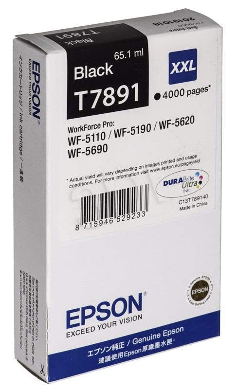 Epson Black T7891 | 65 ml | WF-5110DW/WF-5190DW/WF-5620DWF/WF-5690DWF kārtridžs