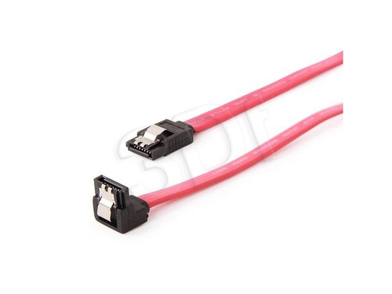 Gembird Serial ATA III 50 cm Data Cable with 90 degree bent, metal clips, red kabelis datoram