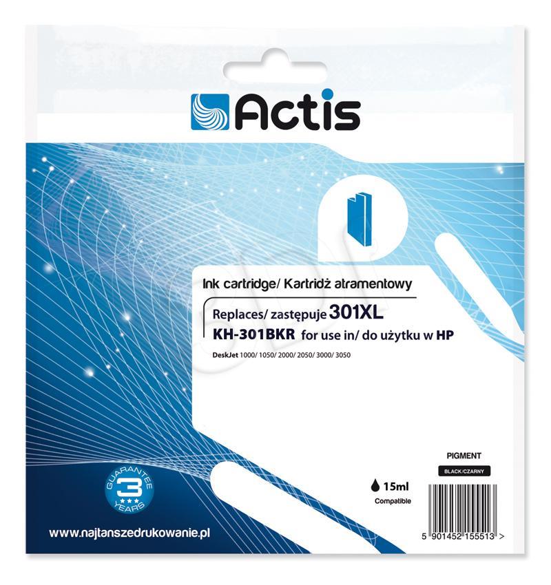 ACTIS KH-301BKR (replacement HP 301XL CH563EE; Standard; 15 ml; black) toneris