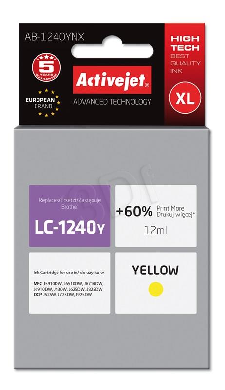 Activejet AB-1240YNX ink (replacement for Brother LC1220Bk/LC1240Bk; Supreme; 12 ml; yellow) kārtridžs