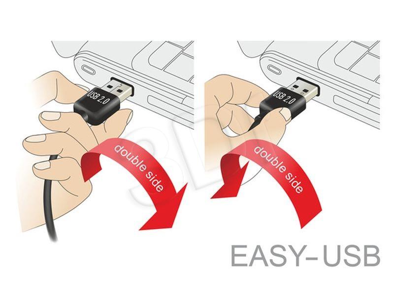 Delock Cable Easy USB 2.0 type-A male > Easy USB 2.0 type Micro-B male 1m white USB kabelis