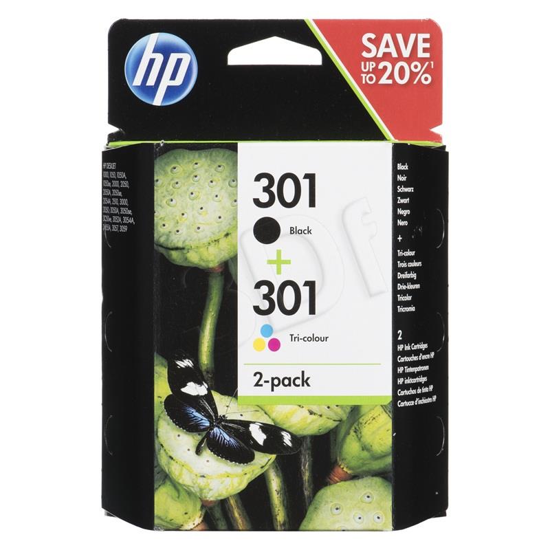 HP 301 2-pack Black/Tri-color Original Ink Cartridges kārtridžs