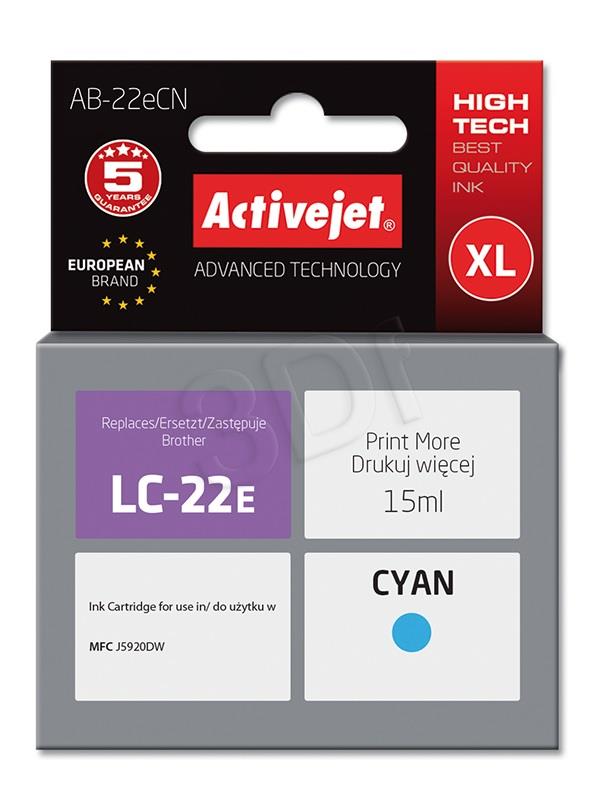 Tusz Activejet AB-22eCN (do drukarki Brother, zamiennik LC22EC supreme 15ml cyan Chip)