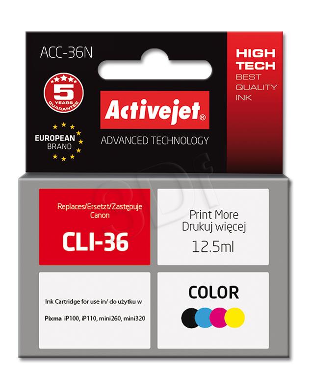 Ink cartridge Activejet ACC-36N (replacement Canon CLI-36; Supreme; 12.5 ml; MultiColor) kārtridžs