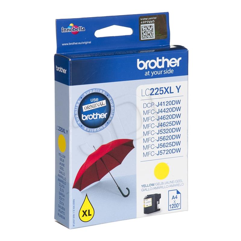 Brother LC225XLY, Yellow High yield Ink Cartridge 1200 pages kārtridžs