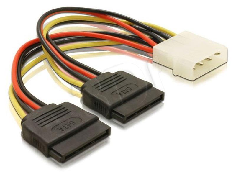 Delock power cable SATA HDD 2x > 4pin male, 16cm kabelis datoram