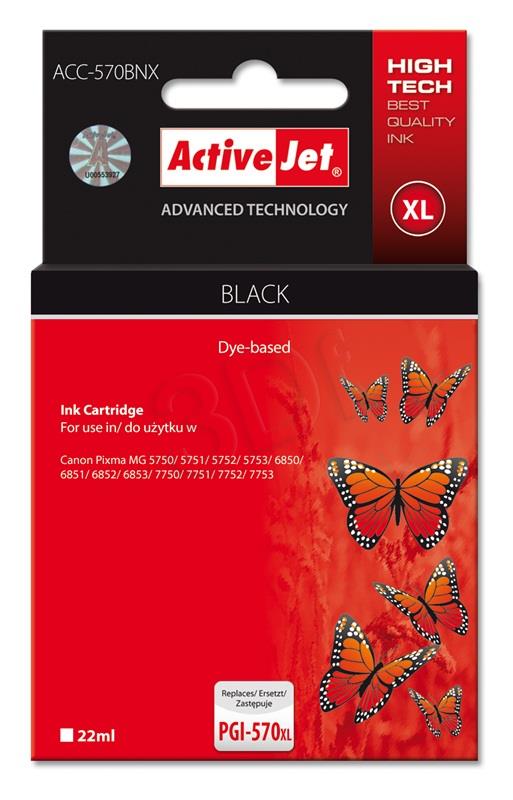 ActiveJet ACC-570BNX kārtridži black for drukarki Canon (zamiennik Canon PGI-570Bk XL) Supreme/ chip kārtridžs