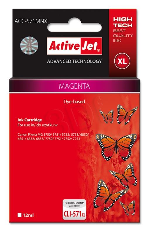 Activejet ACC-571MNX ink (replacement for Canon CLI-571M XL; Supreme; 12 ml; magenta) kārtridžs