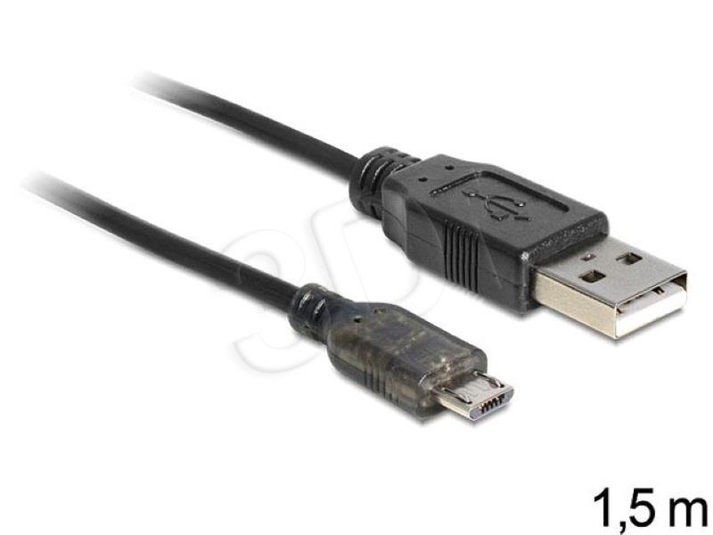 Delock cable USB micro AM-MBM5P 2.0 + LED charging status 1.5M USB kabelis