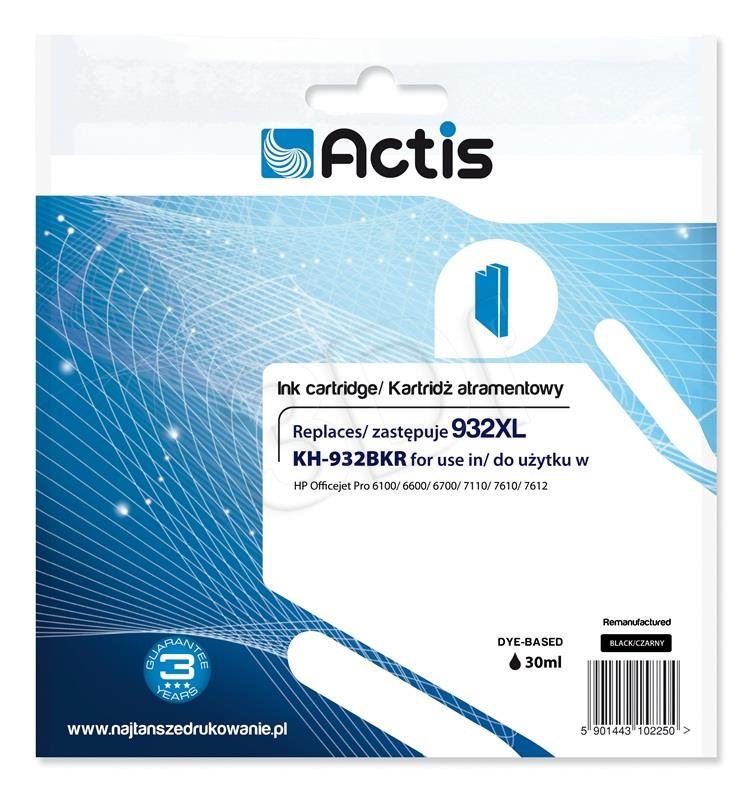 ACTIS KH-932BKR (replacement HP 932XL CN053AE; Standard; 30 ml; black) toneris