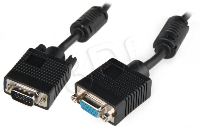 Equip VGA HD15m/HD15f with ferrite core 1.8m cable black kabelis video, audio