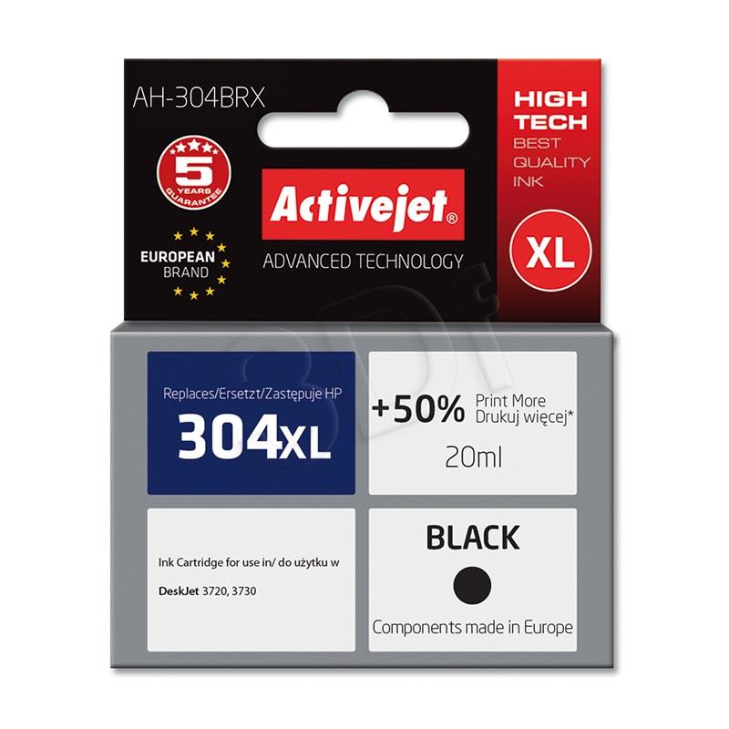 Ink Activejet AH-304BRX (for printer Hewlett Packard  compatible replacement HP 304XL N9K08AE premium 20m black) kārtridžs