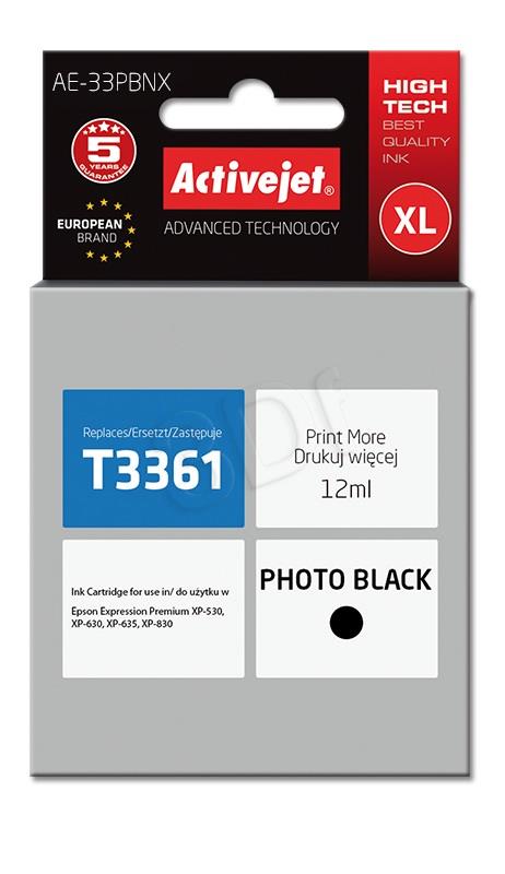 Tusz Activejet AE-33PBNX (do drukarki Epson, zamiennik 33XL T3361 supreme 12ml foto black Chip)