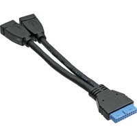 Kabel USB InLine for obudowy, USB A/A, 0.2m, Black (33441D) USB kabelis