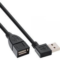 Kabel USB InLine Smart  katowy + odwracalny Typ A meski - zenski Black 0.2m  (34602R) USB kabelis