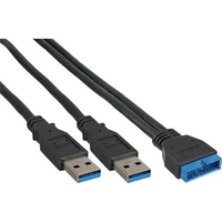 Kabel USB InLine Adapter USB 3.0  2x USB A meski - mainboard header 0.4m (33447I) USB kabelis