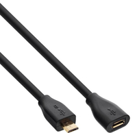 Kabel USB InLine przedluzacz, USB 2.0 Micro-B meski-zenski, Black 5m (32750P) USB kabelis