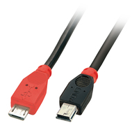 LINDY USB 2.0 Kabel Typ Micro-B/Mini-B M/M OTG 0.5m USB kabelis