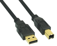 InLine USB 2.0 Kabel, A an B, vergoldet - black, 2m USB kabelis