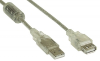 Kabel USB InLine Ferrytowy USB A/A, 0.5m, Przezroczysty (34650Q) USB kabelis