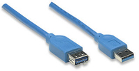 USB Kabel Manhattan A -> A St/Bu  2.00m blue Verl. USB kabelis