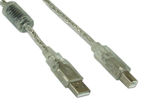 InLine USB 2.0 Kabel, A an B, with Ferritkern - transparent, 1m USB kabelis