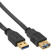 Kabel USB InLine UltraPlaski przedluzacz Typ A meski - A zenski pozlacany Black 2m (34620F) USB kabelis