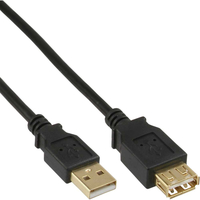 Kabel USB InLine UltraPlaski przedluzacz Typ A meski - A zenski pozlacany Black 3m (34603F) USB kabelis