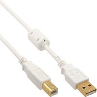 Kabel USB InLine Ferrytowy USB A/B, 3m, Balts (34535W) USB kabelis