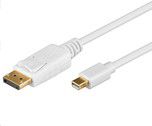 MicroConnect  Mini DP - Displayport 2m M-M White cable with gold plugs kabelis video, audio