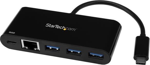 StarTech.com USB-C auf Ethernet Adapter mit 3 Port USB 3.0 Hub und Stromverso... karte