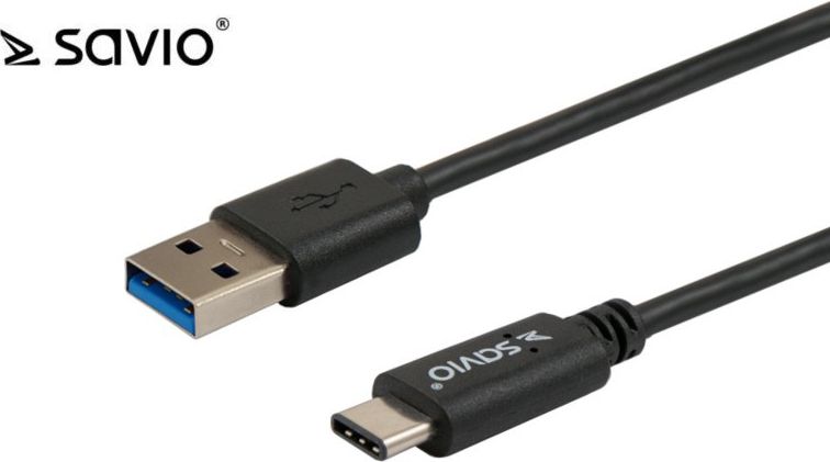 Kabel USB Savio USB-C - USB-A 1m Czarny (SAVKABELCL-101) USB kabelis