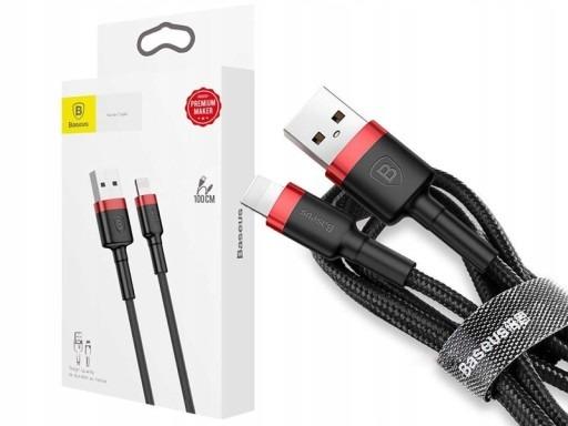 Baseus Cafule CATKLF-C91 (USB 2.0 - USB type C ; 2m; black and red color) USB kabelis