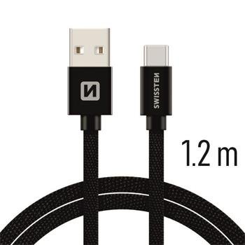 Swissten Textile Universāls Quick Charge 3.1 USB-C Datu un Uzlādes Kabelis 1.2m Melns USB kabelis