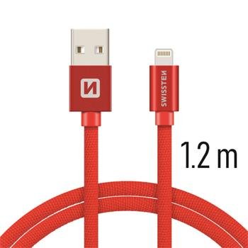 Swissten Textile Fast Charge 3A Lightning (MD818ZM/A) Datu un Uzlādes Kabelis 1.2m Sarkans USB kabelis