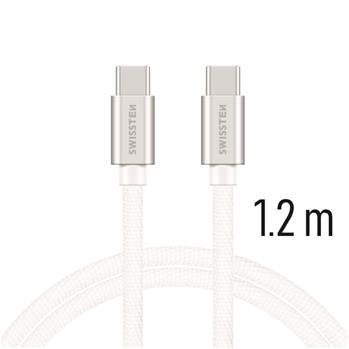 Swissten Textile Universāls Quick Charge 3.0 USB-C uz USB-C Datu un Uzlādes Kabelis 1.2 m Sudraba USB kabelis