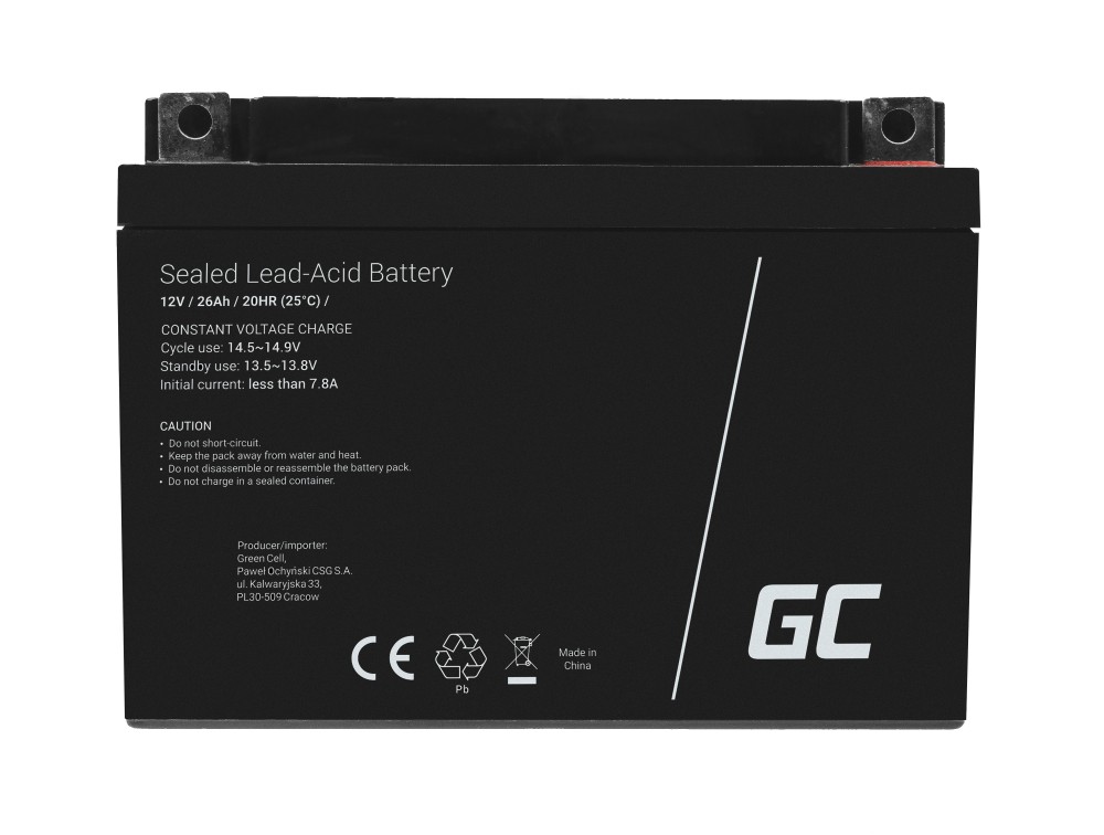 Green Cell  Registered  Battery AGM VRLA 12V 26Ah Baterija