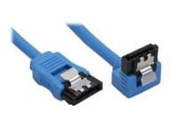  InLine Kabel SATA 6Gb/s okragly, oplywowy, katowy 90 , z zatrzaskami, Cyan 0.15m (27701F) kabelis datoram