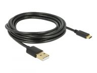 DeLOCK USB 2.0 USB Type-C kabel 3m Sort kabelis, vads