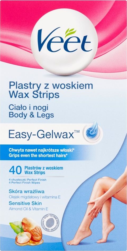 Veet Easy-Gelwax plastry z woskiem do depilacji ciala 40szt 5900627074246 (5900627074246) kosmētika ķermenim