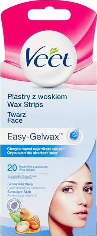 Veet Easy-Gelwax plastry z woskiem do depilacji twarzy 20szt 5900627074253 (5900627074253) kosmētika ķermenim