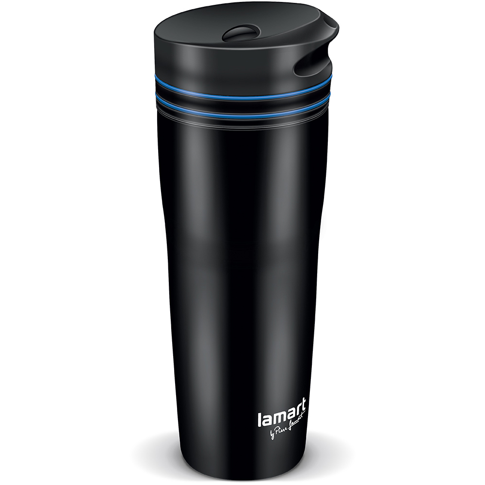 Lamart Thermal mug 360ml black / blue Manq (LT4050) termoss