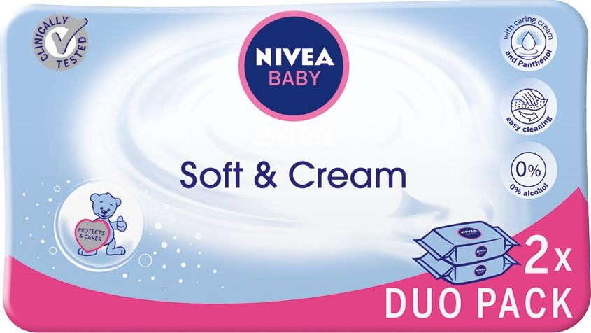 Nivea Baby Chusteczki Soft & Cream duopack 2x63 szt. 0186245 (5900017063232)