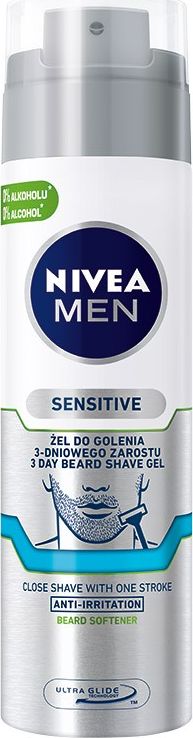 Nivea NIVEA MEN Sensitive Zel do golenia 3-dniowego zarostu 200ml 0181739 (5900017068596)