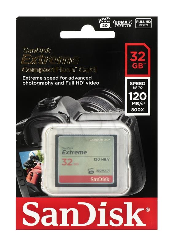 SanDisk Compact Flash Extreme 32GB UDMA7 (transfer 120MB/s) atmiņas karte