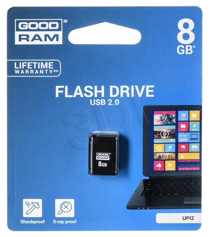 GOODRAM PICCOLO 8GB     USB2.0 Black USB Flash atmiņa