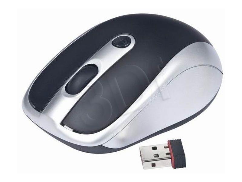 Gembird Wireless optical mouse MUSW-002, 1600 DPI, nano USB, black-silver Datora pele