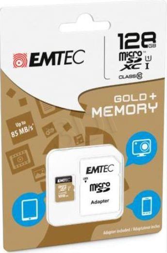 MicroSD Card 128GB Emtec   SDXC CL.10 Gold + atmiņas karte