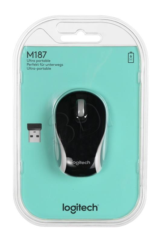 Logitech  Wireless Mini Mouse M187 - BLACK - 2.4GHZ - EMEA Datora pele
